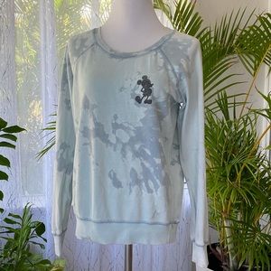 JUNK FOOD Disney Women’s Powder Blue Tie Die Mickey Mouse Sweater Small S